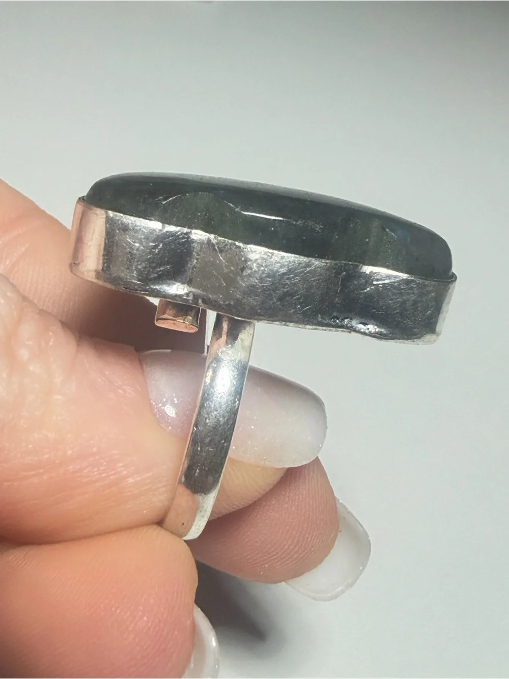 Labradorite Cloud Ring | Electric Blue Flash | Adjustable | 925 Stamped